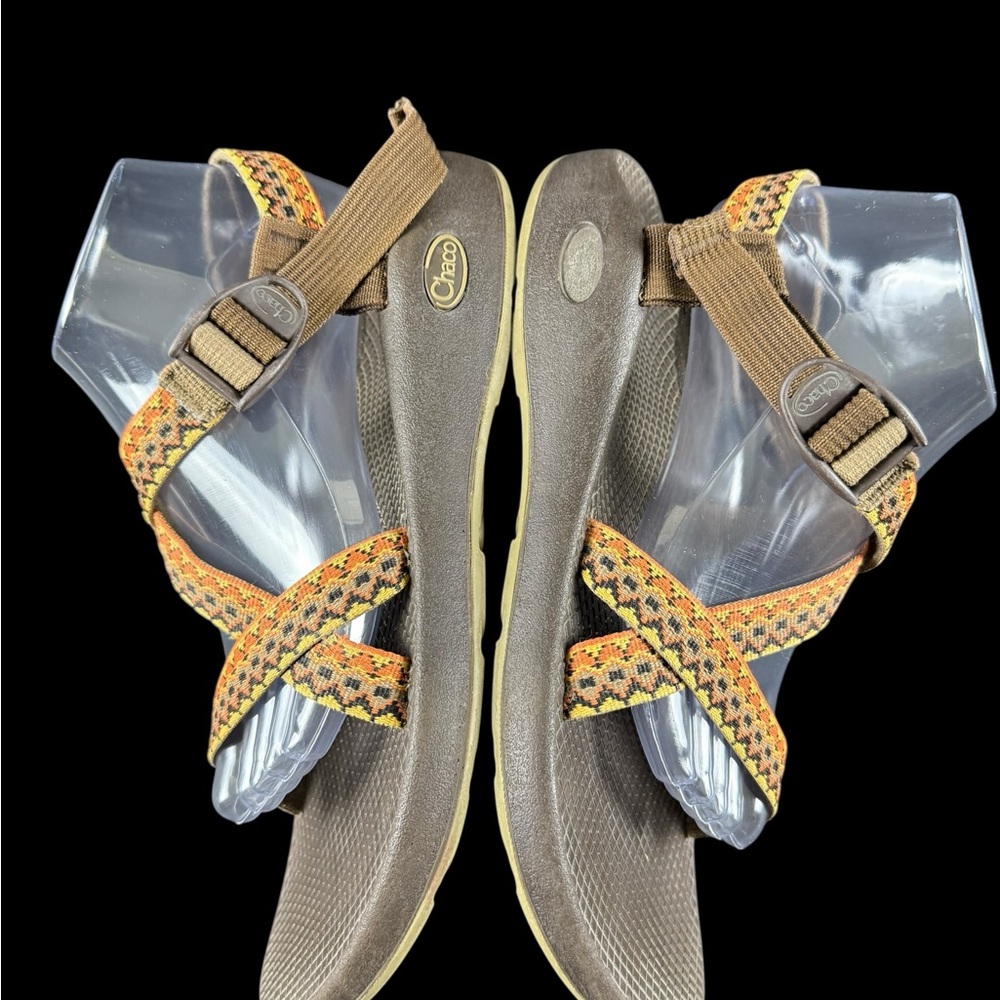 Chaco Z1 Women’s 11 Orange Brown  Geometric Vibram Sole Hiking Sport Sandals. - Picture 6 of 10